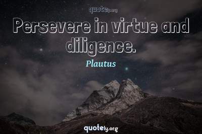 Photo Quote of Persevere in virtue and diligence.